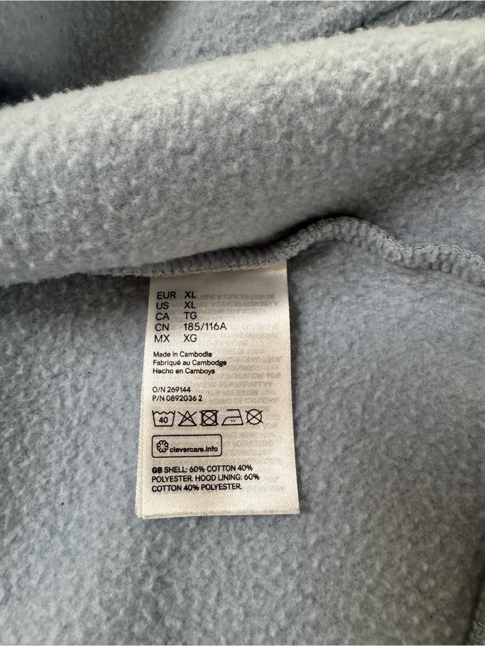 Disney x H&M Divided Fantasia Sorcerer Mickey Hoodie Light Blue XL Rare - Picture 7 of 7